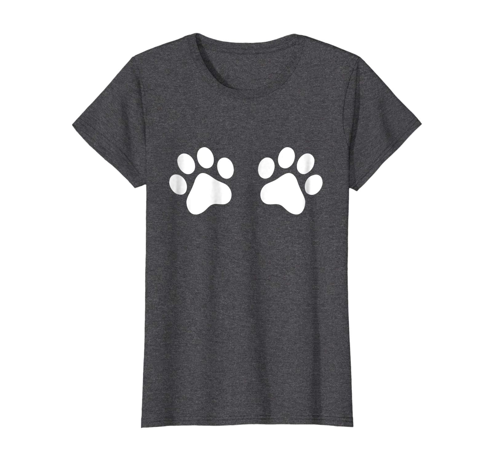Dog Fashion - Dog Lover Shirt Funny Dog Boobs Puppy Dogs Paws Bra Tee Wowen