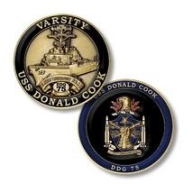 NAVY USS DONALD COOK DDG-75 FAITH WITHOUT FEAR 1.75&quot; CHALLENGE COIN - $23.74