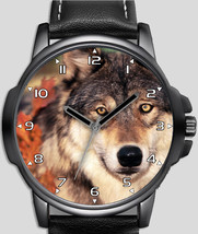 Staring Grey Wolf Unique Unisex Beautiful Wrist Watch UK FAST - $54.00