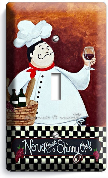DRUNK ITALIAN FAT CHEF SINGLE LIGHT SWITCH WALL PLATE COVER KITCHEN DINING ROOM