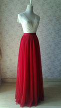 Women Dark RED Tulle Maxi Skirt Dark Red Wedding Bridesmaid Tull Skirt Plus Size image 2