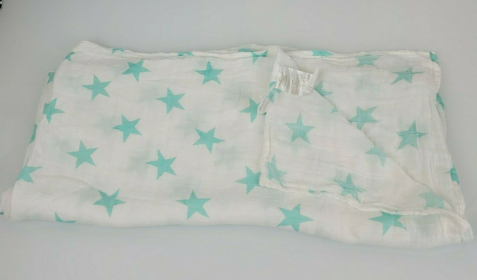 Primary image for Aden + Anais Aqua Blue Stars Print Baby Swaddle Blanket White Rayon Bamboo