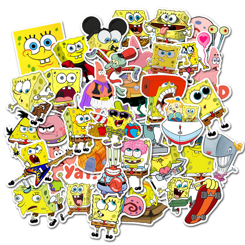 50Pcs Pokemon Spongebobs Stickers Aesthetic Cartoon Anime Sticker Note-Spongebob