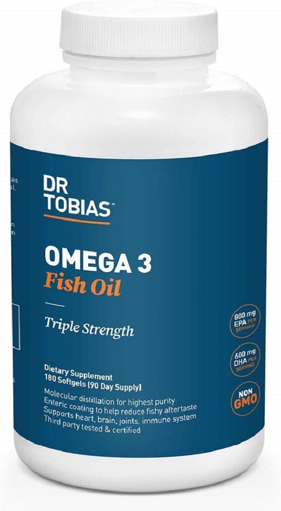 Dr Tobias Omega 3 Fish Oil Triple Strength, 2,000mg, Burpless, (180