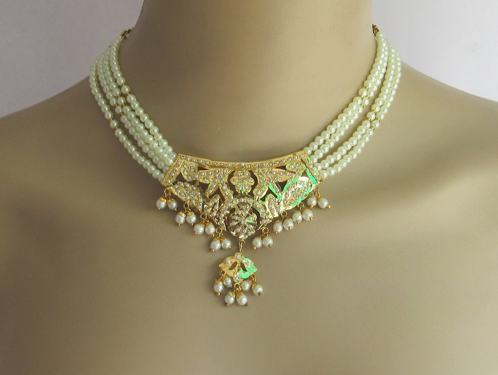 Jadau Choker Necklace Set/Punjabi Bridal Muslim Pakistani Jewelry ...