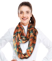 Fashion Autumn Fall Leaves Infinity Scarf Silky Feeling Scarf, Made in K... - $12.86