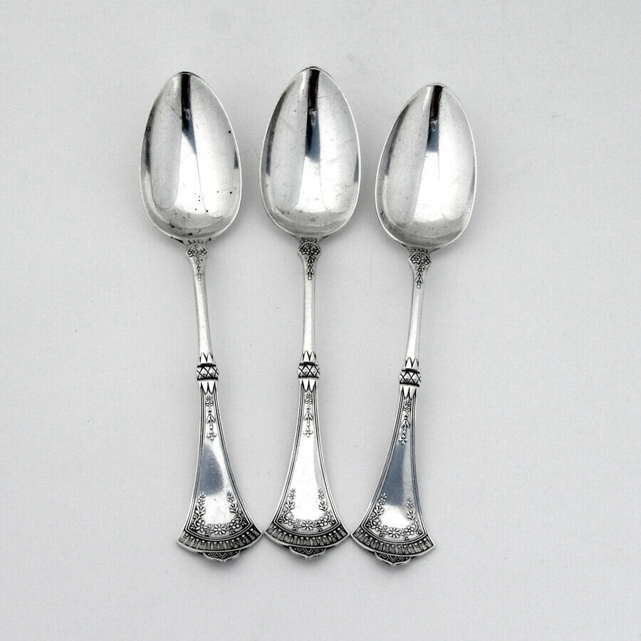 Primary image for Crown Dessert Oval Soup Spoons Set Rogers Bros Sterling Silver 1885 Mono