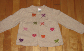 Gymboree Tan Hearts Cardigan Sweater Girls Size 2T - $14.85