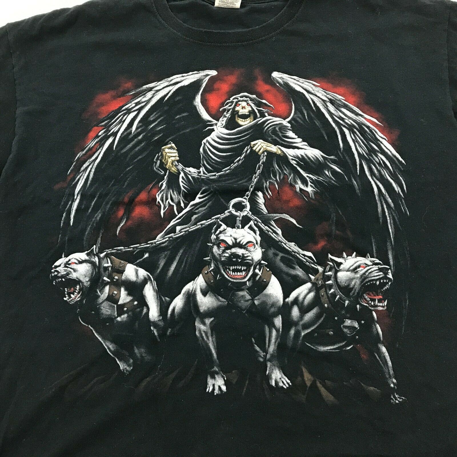 Hell Hounds Shirt Size Extra Large Demon Dogs Black Tee Grim Reaper