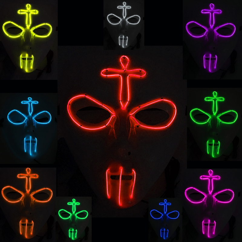 Crucifix LED Lighting Mask Skull Ghost  Cosplay Terrifying Mask Halloween Thrill
