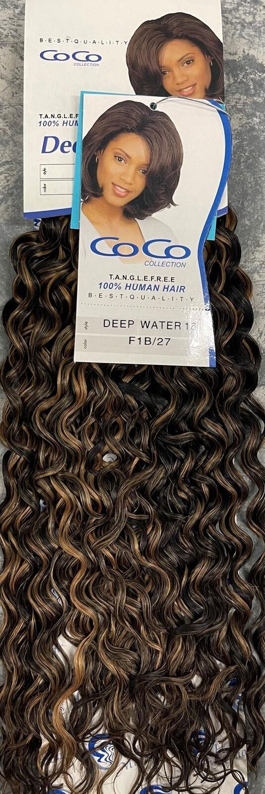 CoCo Collection Extensions-100% Human Hair 16, Tangle Free Deep Water/ Color