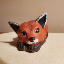 Red Fox Figurine lying down, Vintage Ceramic Hand Crafted Pottery, Animal Figure image 8