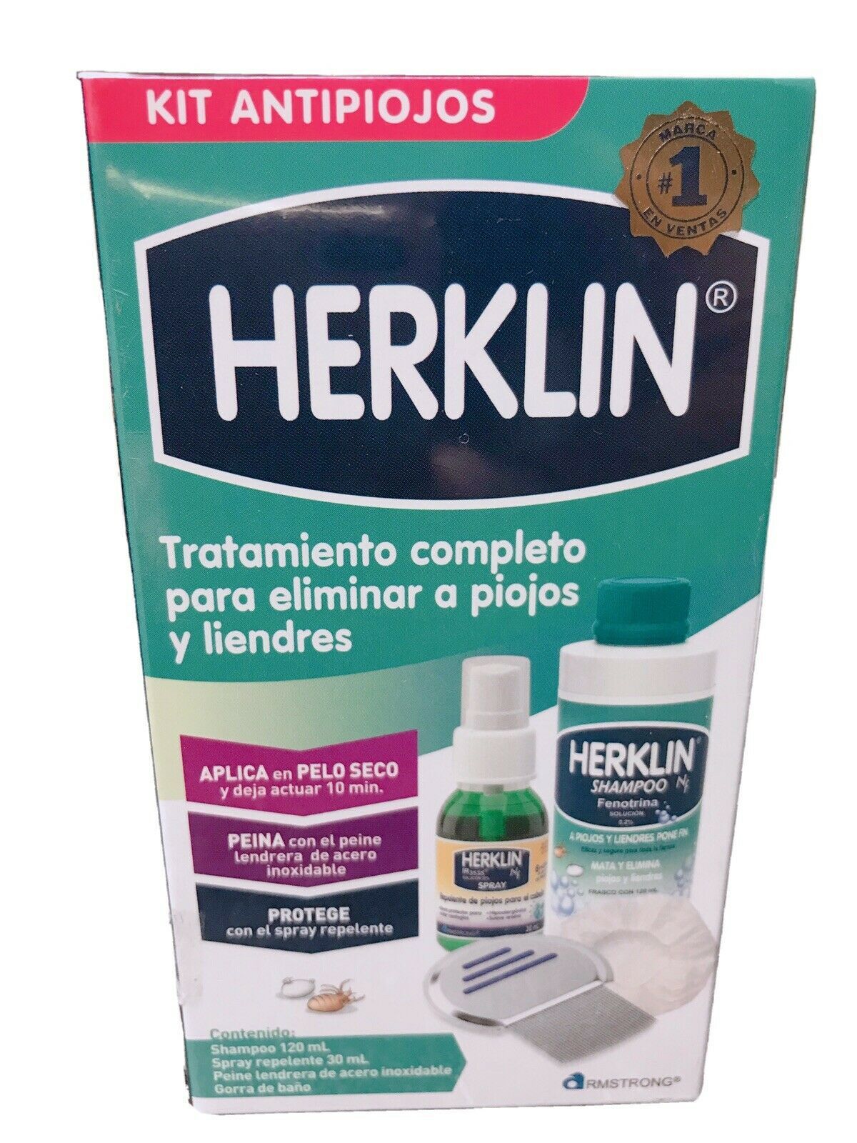 HERKLIN COMPLETE SET Mata piojos Y Liendres Kills Lice Eggs Shampoo