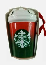 Starbucks Christmas 2021 Mini Ceramic Hot Cup Ornament Red Green Miniature  - $19.99