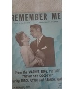Never Say Goodbye 1937 Remember Me ERROL FLYNN Movie Vintage Sheet Music... - $18.69