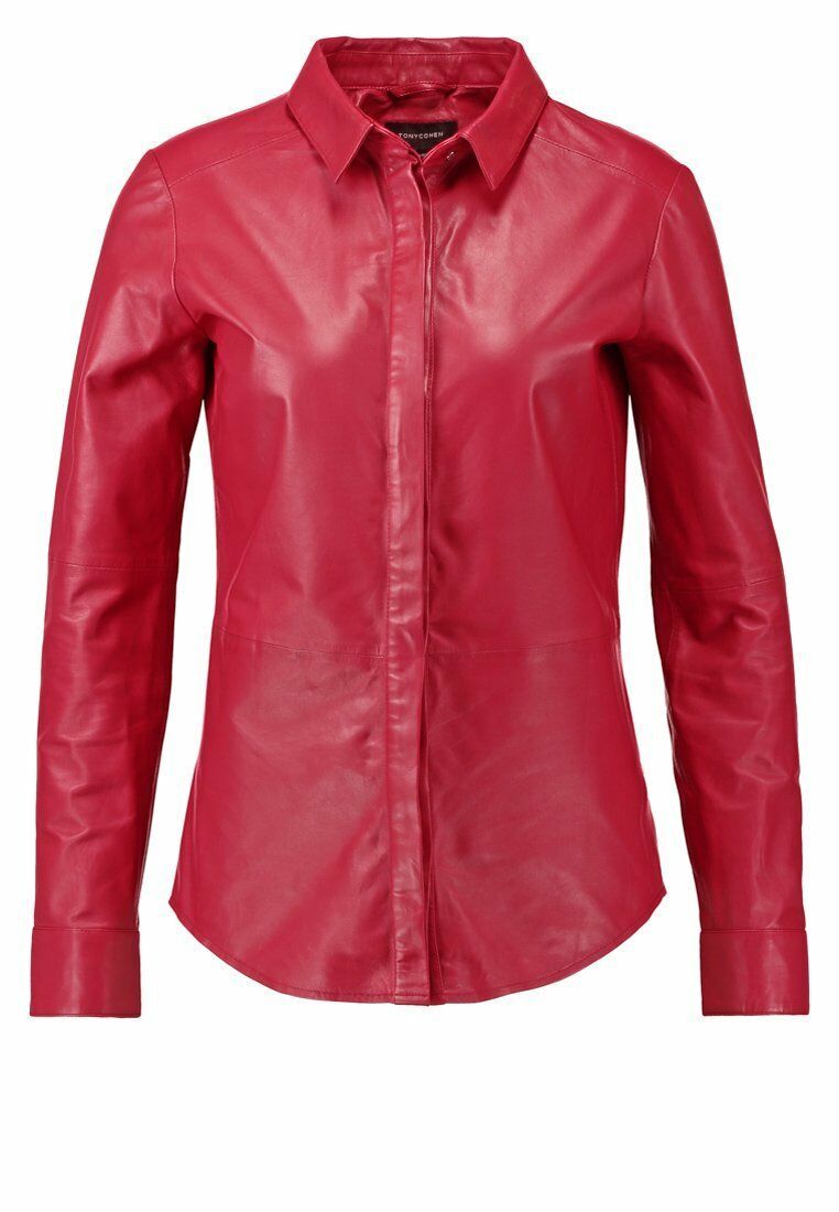 red leather shirt womens