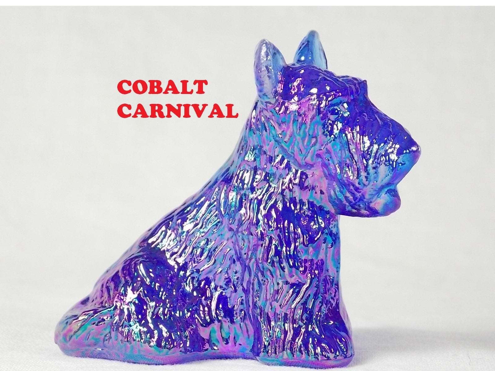 Lot Of 2 Boyd Glass Duke Scottie Dog Cobalt & Carnival. 