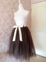 Brown Midi Tulle Skirt Ballerina Tulle Tutu Skirt Plus Size High Waisted image 2