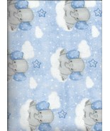 New AE Nathan Flannel Cute Baby Elephants on Clouds Fabric Sold by The H... - $4.46