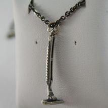 925 BURNISHED SILVER NECKLACE WITH MINI VINTAGE RAZOR BARBER BEARD MADE IN ITALY image 3