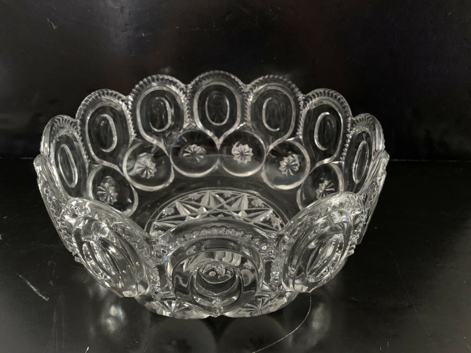 Vintage LE Smith Clear Glass Bowl 10” - L.E. Smith