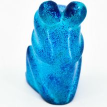 Hand Carved Soapstone Speckled Blue Mini Frog Sculpture Figurine Made in Kenya image 3