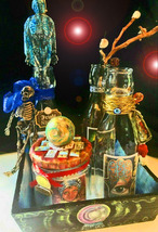 HAUNTED EARLY HALLOWEEN 4 JARS AND TRAY COLLECTION 5 POWERS SECRET OOAK MAGICK - $10,007.77