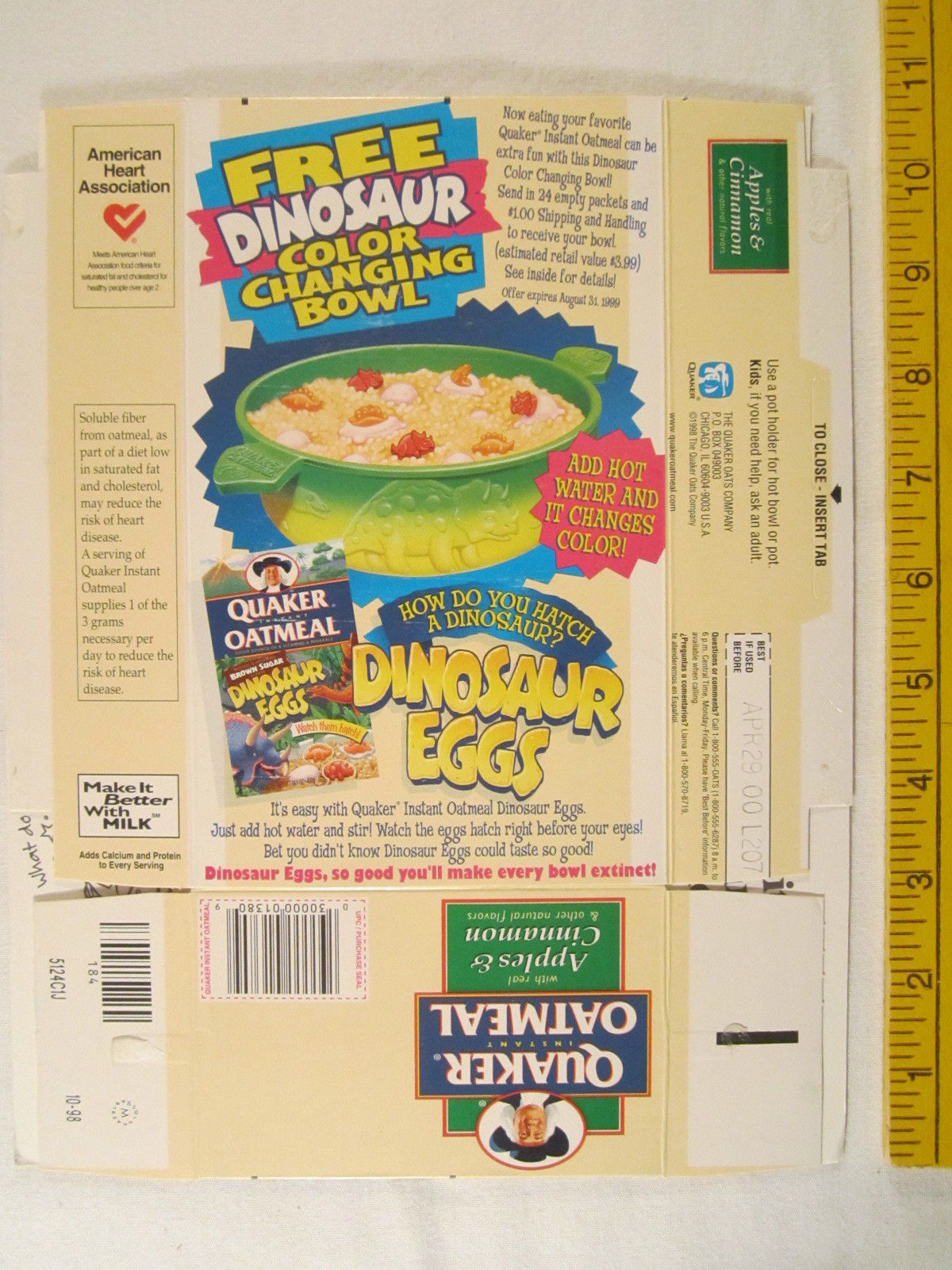 Empty Quaker Cereal Box 1999 Instant Oatmeal And 18 Similar Items