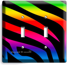 Rainbow Zebra Stripe Animal Print 2 Gang Light Switch Wall Plate Room Home Decor - $12.08