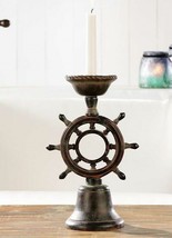  Ship Wheel Tapered Candlestick Holder 12.2" Nautical Ocean Sailing Captain Boat