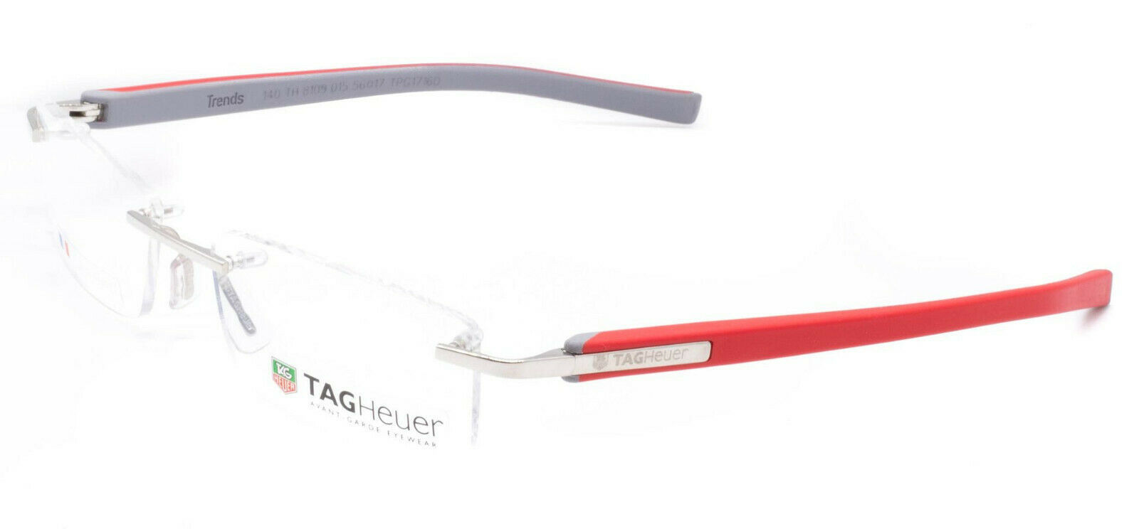 Tag Heuer 8109 015 TRENDS Red Gray Titanium Eyeglasses TH8109-015 56mm