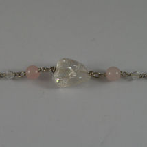 .925 SILVER RHODIUM NECKLACE WITH PINK QUARTZ, BAROQUE WHITE PEARLS AND CRYSTALS image 3