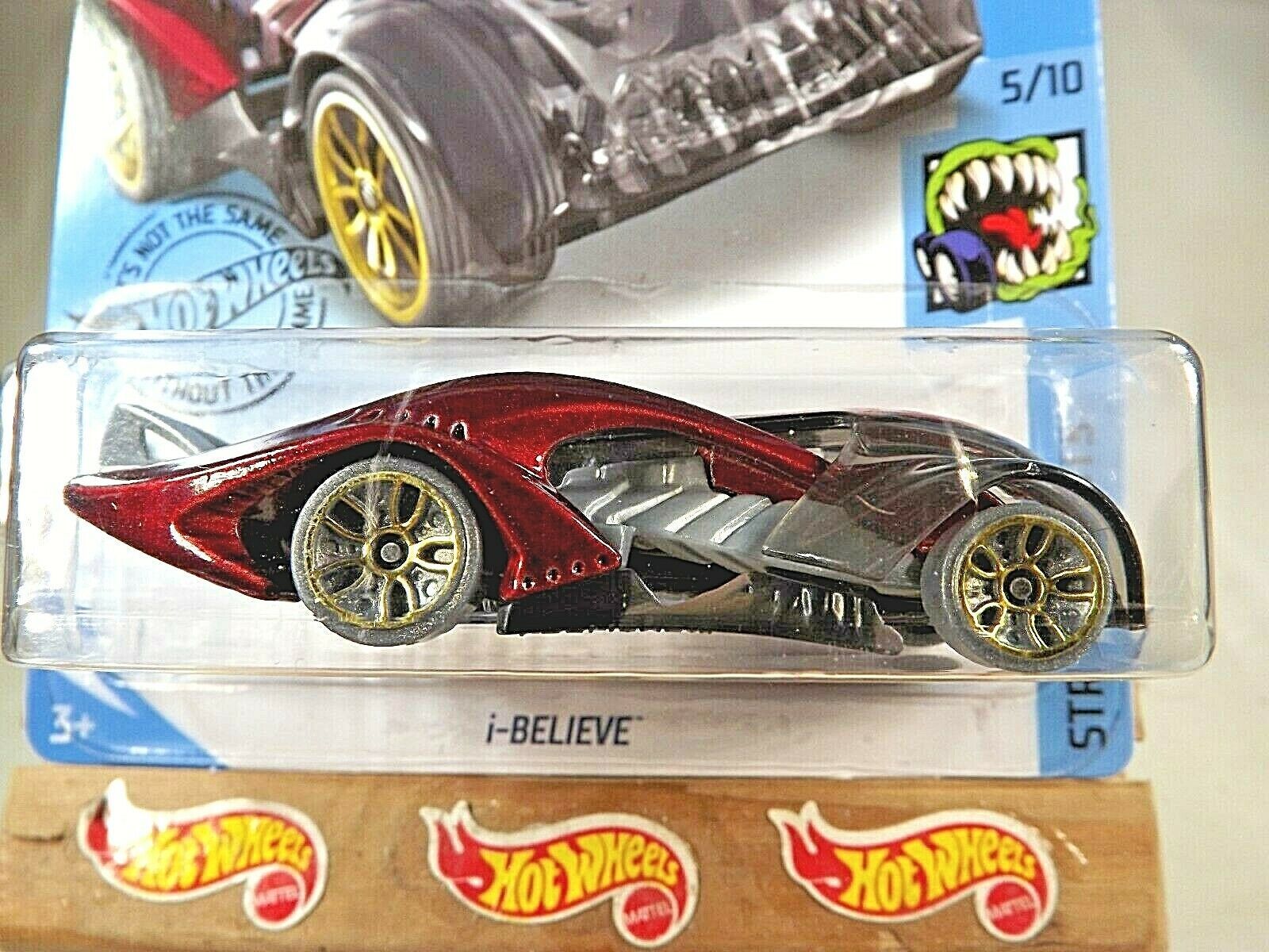 2020 Hot Wheels #117 Street Beasts 5/10 i-BELIEVE Red w/Gray Wheels