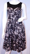 H&amp;M Black &amp; White FLORAL Sheer DRESS with POCKETS Side ZIP 6 / 36 FREE S... - $39.97