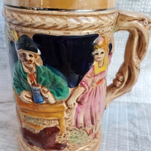 Vintage Beer Stein Mug, Man with Dog and Woman Dancing, ceramic made in Japan image 2