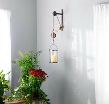 Decorative Pulley Mounted Canister Wall Decor 31&quot;H Metal/Glass - $77.81