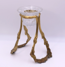 Vintage Metal Brass Tall Ornate Stand with Glass Candle Holder Avon - $35.60