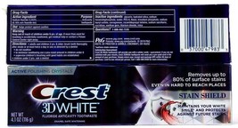 2 Ct Crest 3D White Stain Shield 3 In 1 Whitening Mint Toothpaste 4.1oz BB 01-22