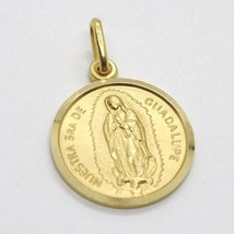SOLID 18K YELLOW GOLD LADY OF GUADALUPE, 15 MM, ROUND MEDAL MADE IN ITALY SENORA image 1