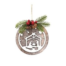 CWI Gifts Wooden Nativity Hanging Ornament with Pine, Christmas Home Decor - $23.00