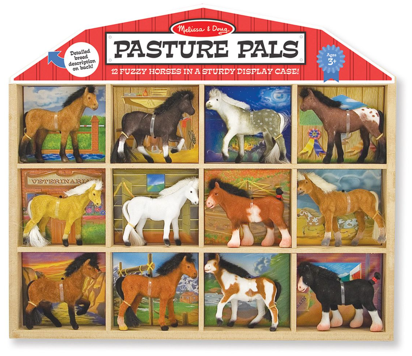 Melissa & Doug Pasture Pals - 12 Collectible Horses With Wooden Barn-Shaped