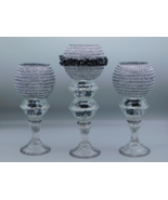 3 Piece Set Black Diamond Bling Candle Holder, Home Living Table Top - $145.95