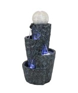 32 in. Hewn Spiral Tower Outdoor Water Fountain with LED Lights  - $337.99