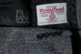 Harris Tweed Jos. A. Bank Men's Gray 3-Btn Sport Coat Jacket Blazer 44L - $118.76