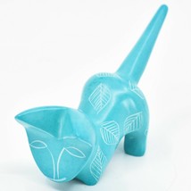 Tabaka Chigware Hand Carved Kisii Soapstone Sky Blue Pouncing Kitten Cat Figure image 2