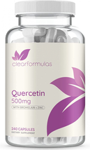 Clear Formulas Quercetin 500mg with Bromelain and Zinc Supplement - 240... - $41.99