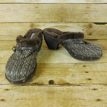 Skechers Faux Fur High Heel Clogs Mules Brown Size 10 - $24.04