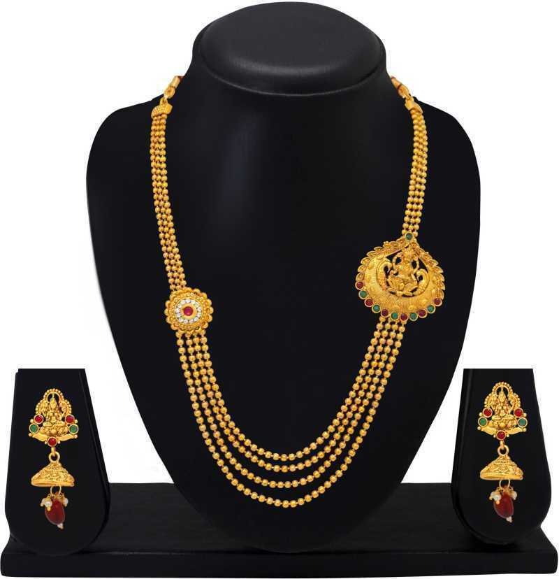 New Elegant Traditional Lakshmi Haar Indian Necklace Earrings Set ...