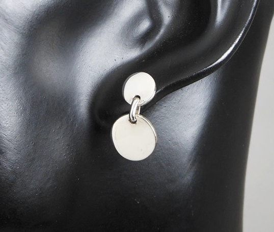 Primary image for 925 Silver Double Disc Drop Earrings, Women Round Earrings, Handmade Jewelry