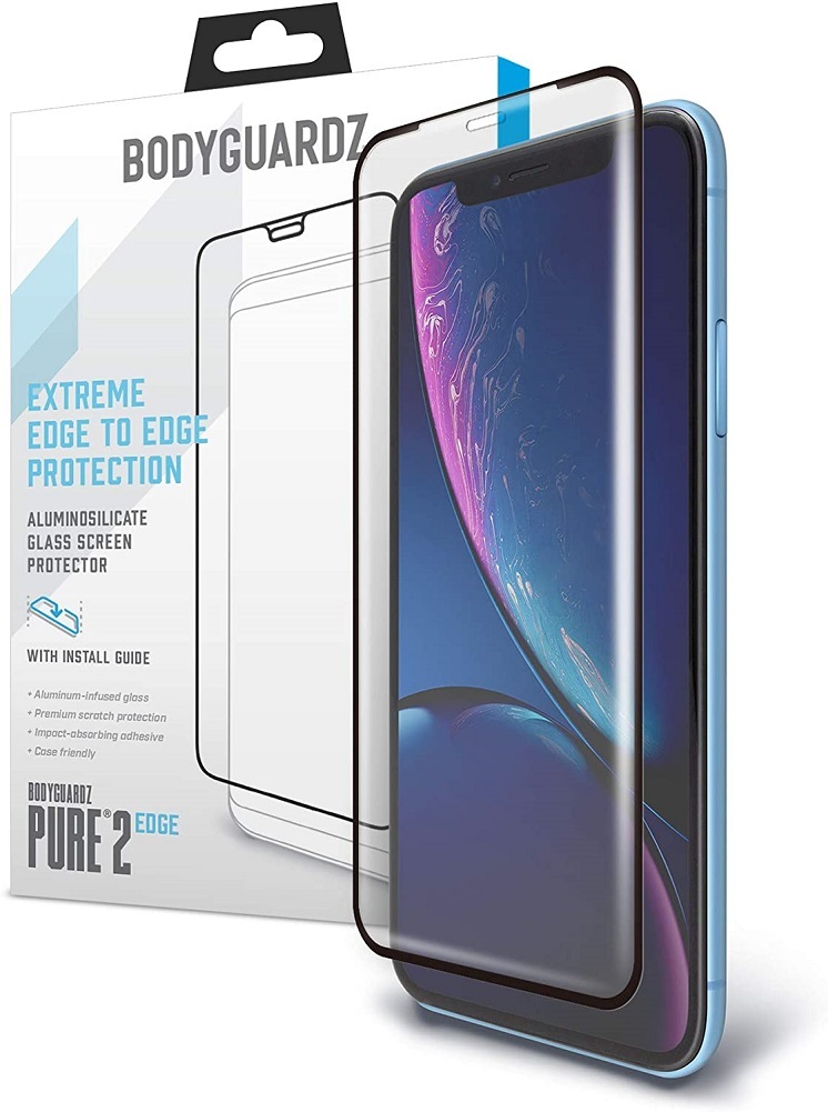 BodyGuardz Pure 2 Edge Glass Screen Protector for Apple iPhone Xr, Screen Protectors